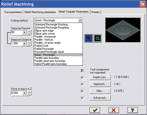 Relief machining